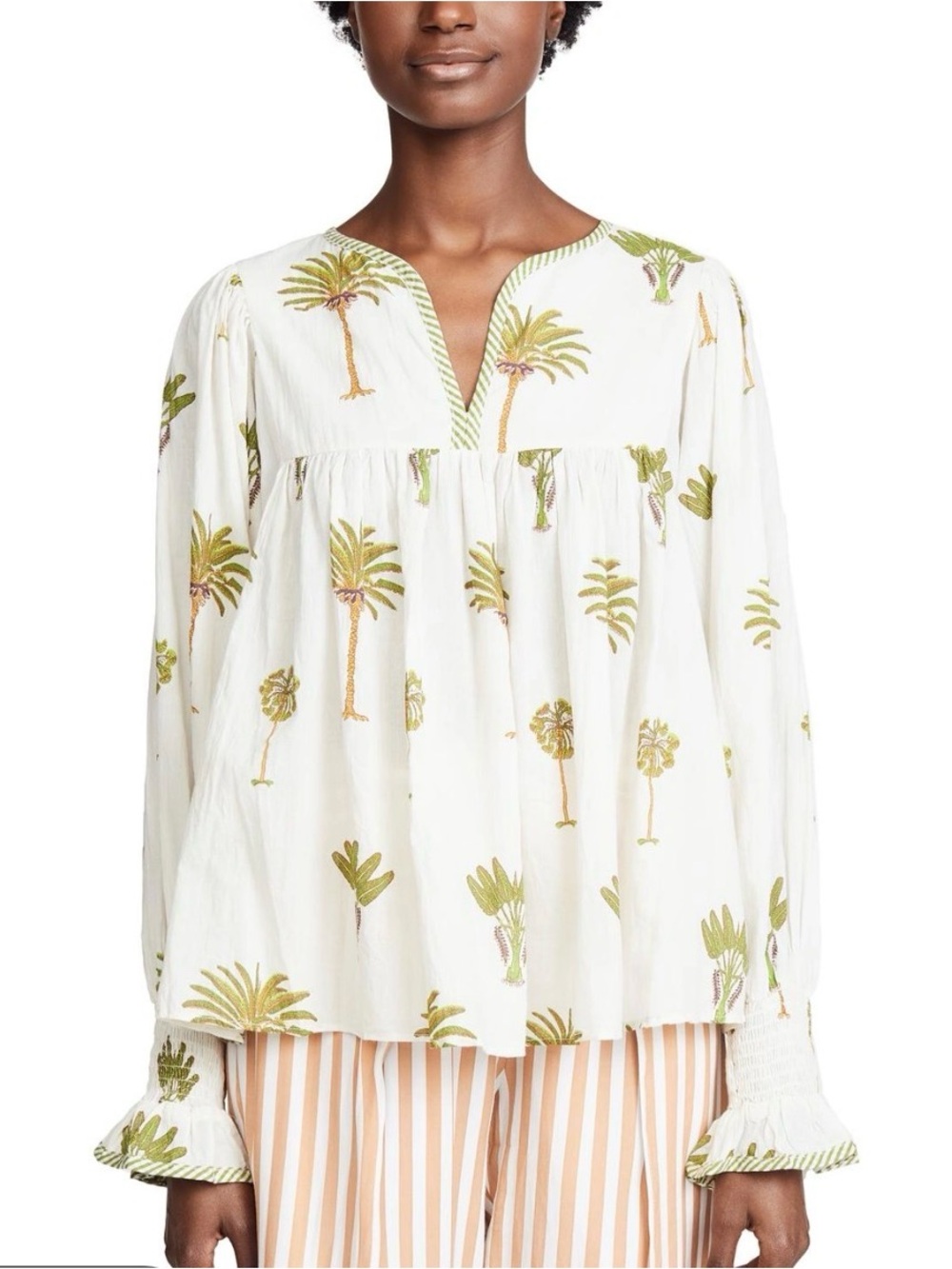 Antik Batik Palladio Blouse Women’s Size L/42 Multicolor Nature Palm Trees